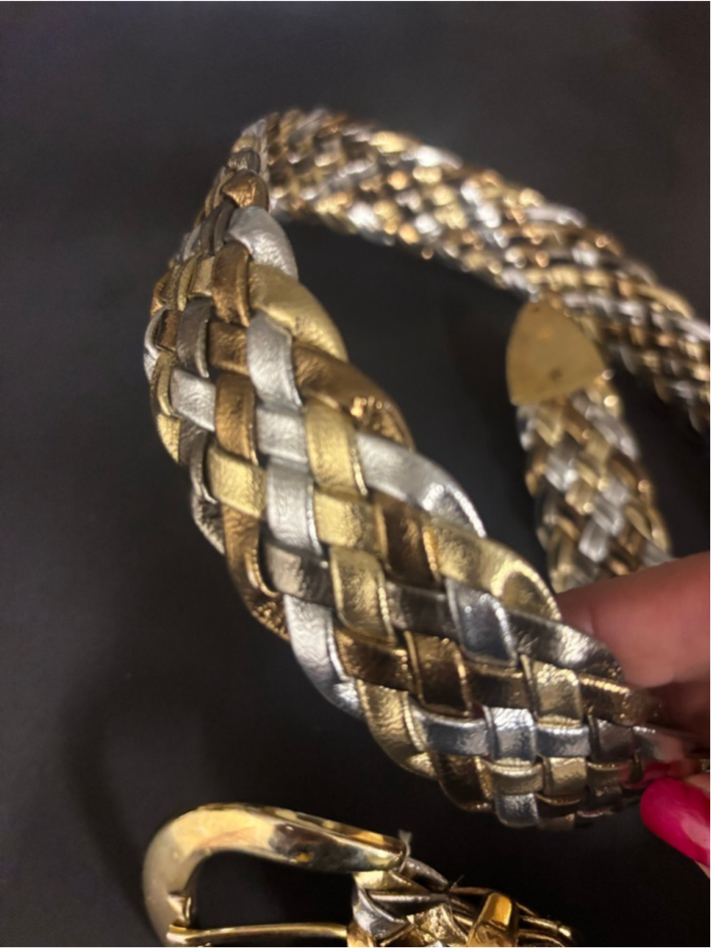 Woven Metallic Gold and Silver Women's Belt - Picture 3 of 3